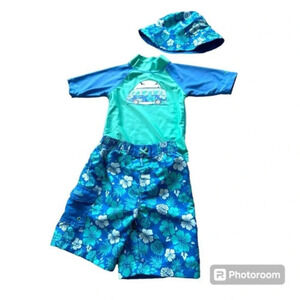 Uv Skinz -3 Piece Swim Suit Set Boys 6 Year Old With UPF 50+ New w/o Tag